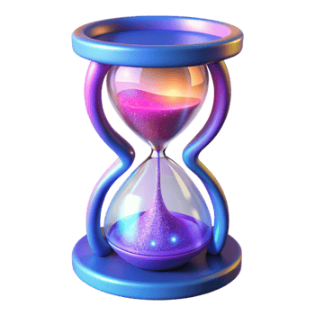 wonderful artistic 3D Hourglass Illustration Time Sand Purple Blue premium png