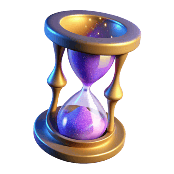 stunning traditional 3D Render of a Golden Hourglass with Purple Sand original png
