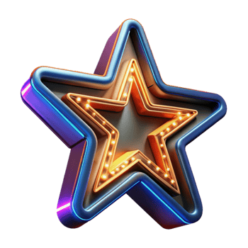 beautiful minimalist 3D Neon Star Illustration premium png