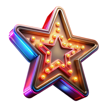 extraordinary creative Neon Star 3D Render genuine png