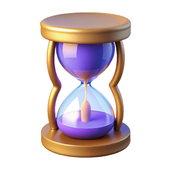 stunning contemporary 3D Hourglass Illustration Time Sand Purple Gold genuine png