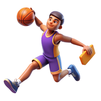 stunning modern 3D Illustration of a Cartoon Basketball Player authentic png