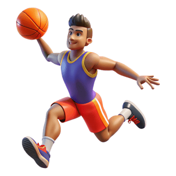 3D Illustration Basketball Player in Action png