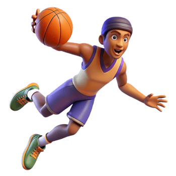 dramatic vintage 3D Cartoon Basketball Player Illustration high quality png
