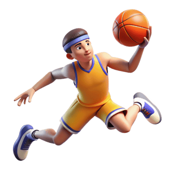 serene minimalist 3D Cartoon Basketball Player Illustration 4K png