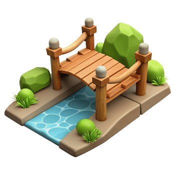 wonderful creative Wooden Bridge 3D Illustration high resolution png