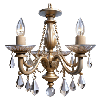 Elegant 3D Gold Chandelier with Crystal Drops png
