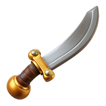 beautiful traditional 3D Render Golden Scimitar Illustration detailed png