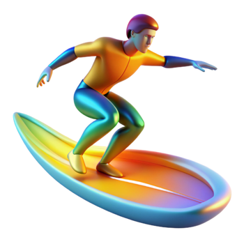 stunning rustic Surfer 3D Illustration high quality png