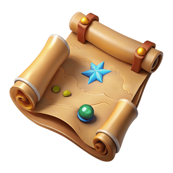 impressive rustic 3D Rolled Map Illustration high quality png
