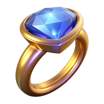serene modern 3D Render Gold Ring Blue Gemstone high quality png