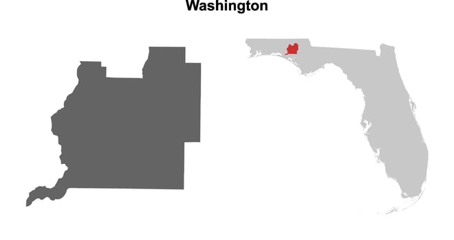 Washington County, Florida blank outline map set vector