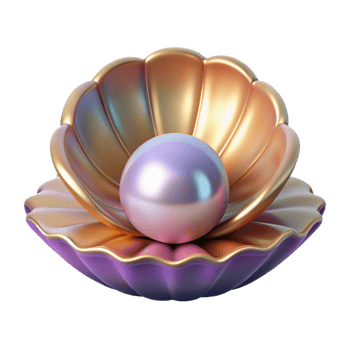 wonderful creative Pearl in Shell 3D Render detailed png