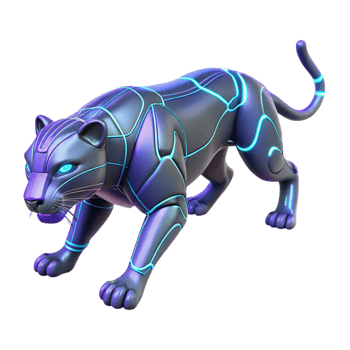 elegant abstract Cybernetic Panther 3D Render exclusive png