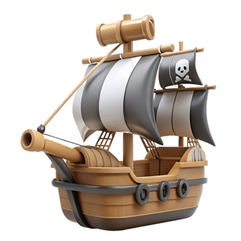 extraordinary creative Cartoon Pirate Ship 3D Render genuine png