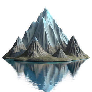 serene abstract 3D Mountain Lake Illustration professional png