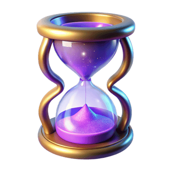 impressive creative 3D Render of a Golden Hourglass with Purple Sand 4K png
