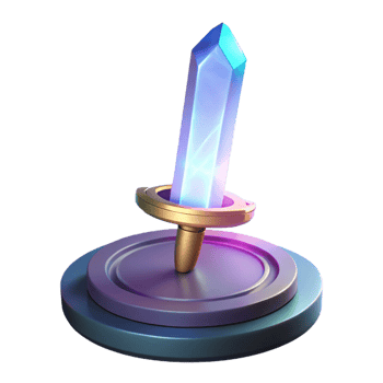 dramatic rustic Glowing Crystal Sword 3D Render exclusive png