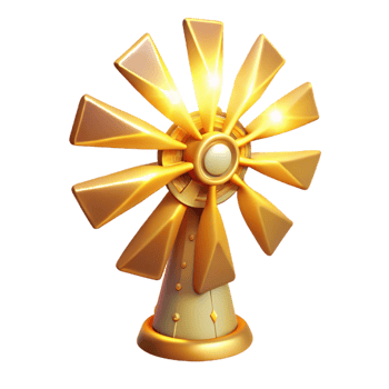 serene creative Golden Windmill 3D Render original png