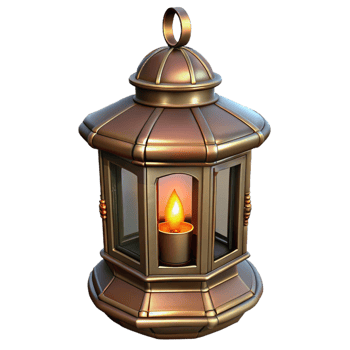 dramatic creative 3D Render of Ornate Lantern with Candle 4K png
