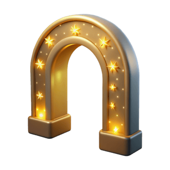 stunning rustic Golden Starlit Arch 3D Render 4K png