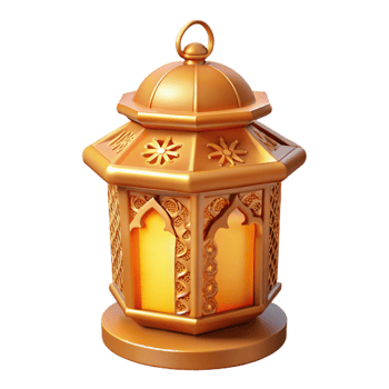 elegant classic Ornate Golden Lantern 3D Render genuine png