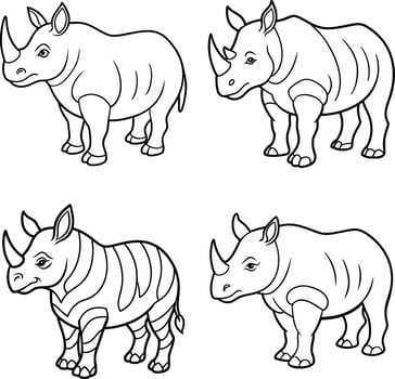 Wild Animal Rhinos Coloring Pages for Kids vector