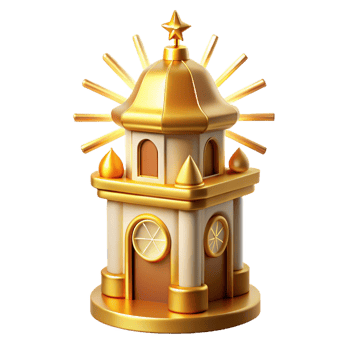 beautiful creative Golden Tower 3D Render authentic png