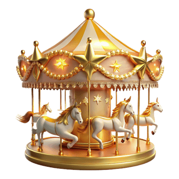 dramatic contemporary Golden Carousel 3D Render exclusive png