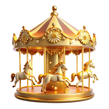 beautiful contemporary Golden Carousel 3D Render original png