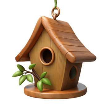 dramatic rustic Charming Wooden Birdhouse 3D Render exclusive png