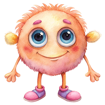 A cartoon character with big eyes and pink shoes png
