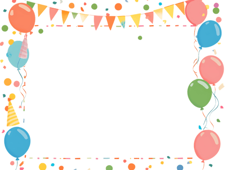 Birthday frame with balloons and confetti png
