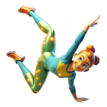 beautiful artistic 3D Gymnastics Girl Illustration detailed png