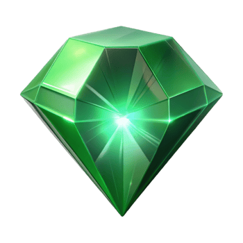 elegant traditional Glowing Green Gem 3D Render high quality png
