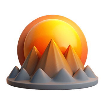 vibrant creative 3D Render Sunset Mountains Illustration genuine png