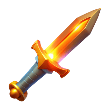 elegant traditional Glowing 3D Golden Dagger Illustration 4K png