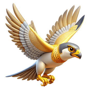 serene vintage 3D Cartoon Falcon Illustration premium png
