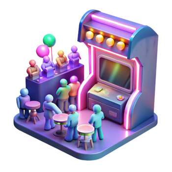 impressive contemporary Retro Arcade Game 3D Illustration genuine png