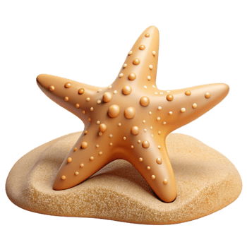 dramatic traditional 3D Render Starfish on Sand Beach premium png