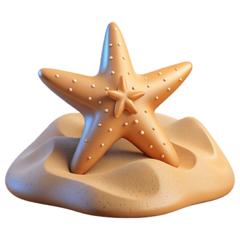 beautiful artistic 3D Render Starfish on Sand Dune Illustration detailed png