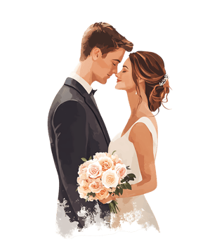 A wedding couple in front of a black background png