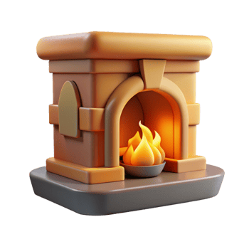 dramatic minimalist Cozy 3D Fireplace Illustration professional png