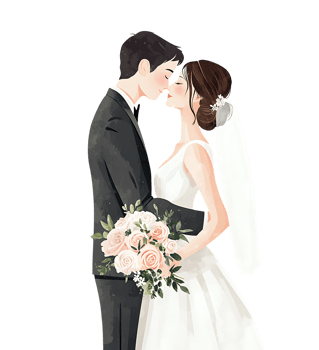 A wedding couple kissing in front of a black background png
