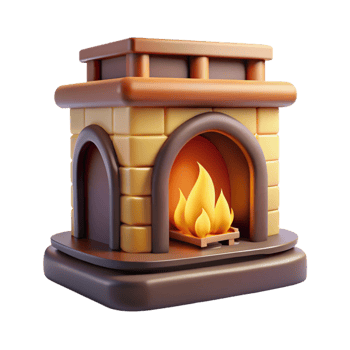 beautiful creative Cozy 3D Fireplace Illustration premium png