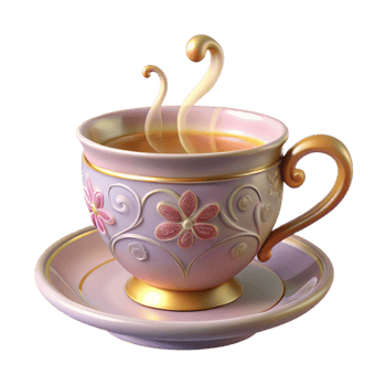 extraordinary modern Steaming Tea in Ornate Cup 3D Render 4K png