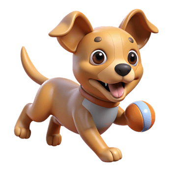 magnificent creative Playful 3D Puppy with Ball Illustration premium png