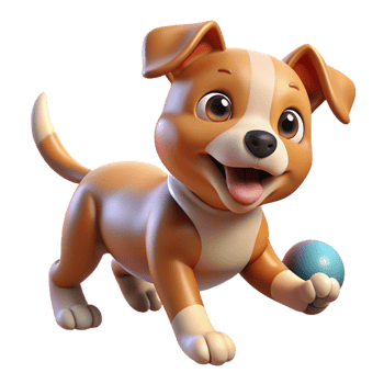 dramatic contemporary Cute Puppy 3D Render detailed png