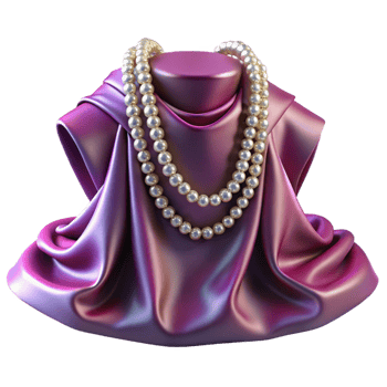 impressive minimalist Elegant Pearl Necklace on Silk Drape 3D Render 4K png