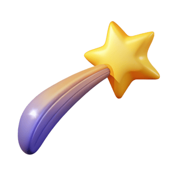 vibrant modern 3D Golden Star Trail Illustration genuine png
